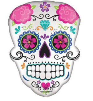 24 inch Satin Sugar Skull SuperShape Foil Balloon