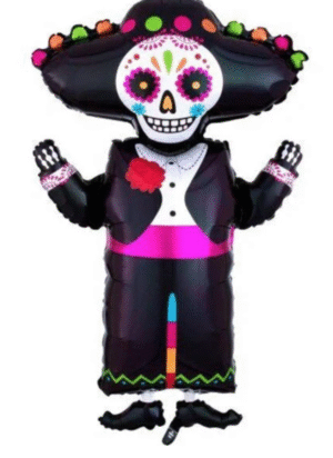 34 inch SuperShape Day of the Dead Standing Skeleton Foil Balloon