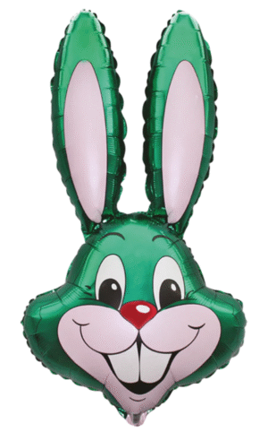 35 inch Bunny Rabbit Head Green Foil Balloon