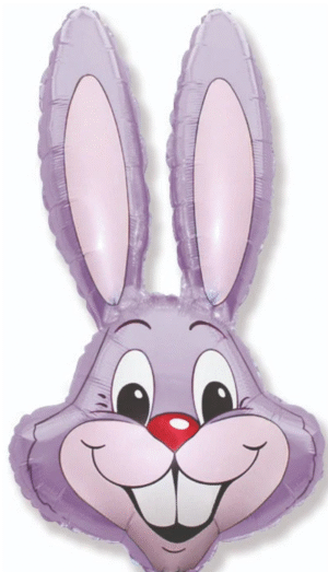 35 inch Bunny Rabbit Head Pastel Lilac Foil Balloon