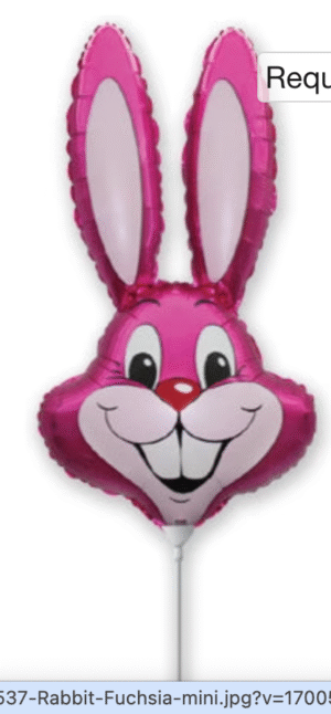 16 inch Airfill Only Fuchsia Bunny Rabbit Head Foil Balloon
