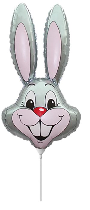 16 inch Airfill Only Grey Bunny Rabbit Head Foil Balloon