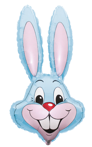 35 inch Bunny Rabbit Head Blue Foil Balloon