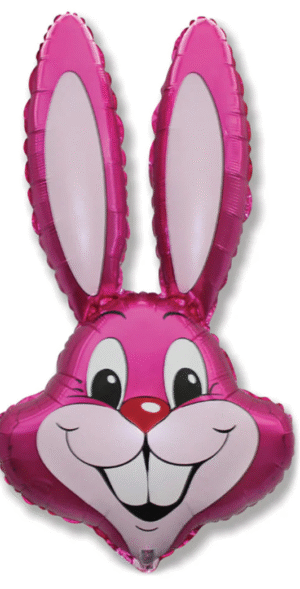 35 inch Bunny Rabbit Head Fuchsia Foil Balloon