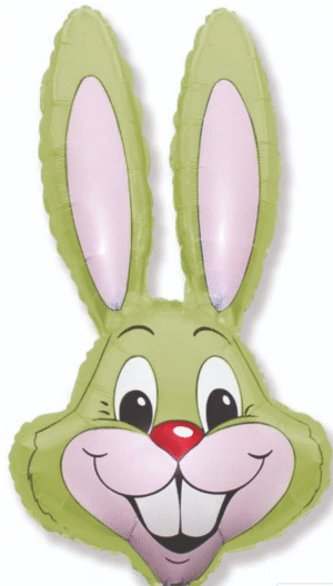35 inch Bunny Rabbit Head Pastel Lime Green Foil Balloon