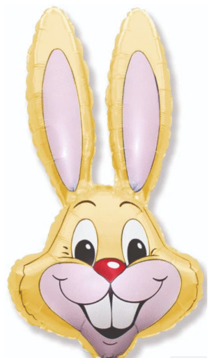 35 inch Bunny Rabbit Head Pastel Yellow Foil Balloon